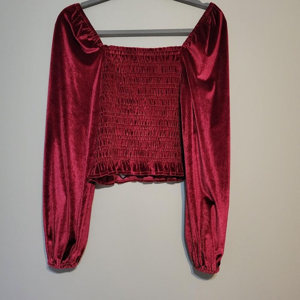 Bagatelle Women's Red and Burgundy Crop-top - Picture 2 of 6